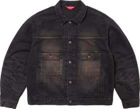 Supreme Distressed Selvedge Trucker Jacket Washed Black