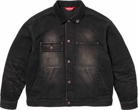 Supreme Distressed Selvedge Trucker Jacket Washed Black