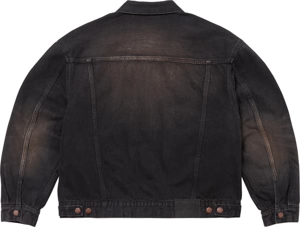 Supreme Distressed Selvedge Trucker Jacket - Washed Black (front)