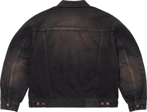 Supreme Distressed Selvedge Trucker Jacket - Washed Black (front)