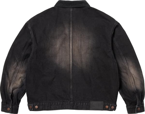Supreme Distressed Selvedge Trucker Jacket - Washed Black (front)