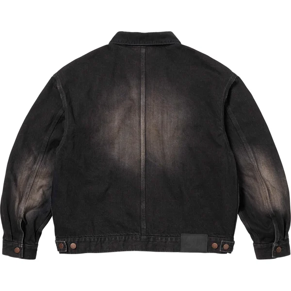 Supreme Distressed Selvedge Trucker Jacket - Washed Black (front)
