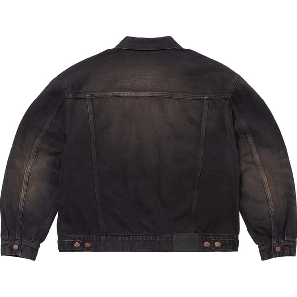 Supreme Distressed Selvedge Trucker Jacket - Washed Black (front)
