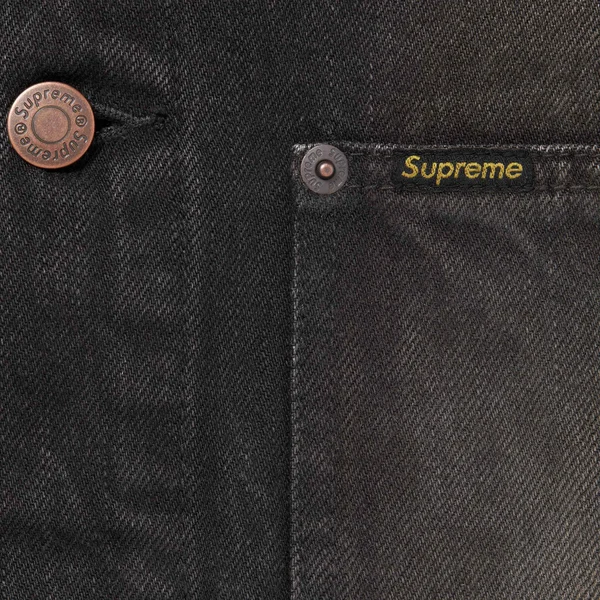 Supreme Distressed Selvedge Trucker Jacket - Washed Black (front)