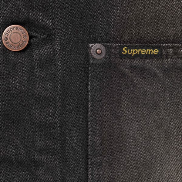 Supreme Distressed Selvedge Trucker Jacket - Washed Black (front)