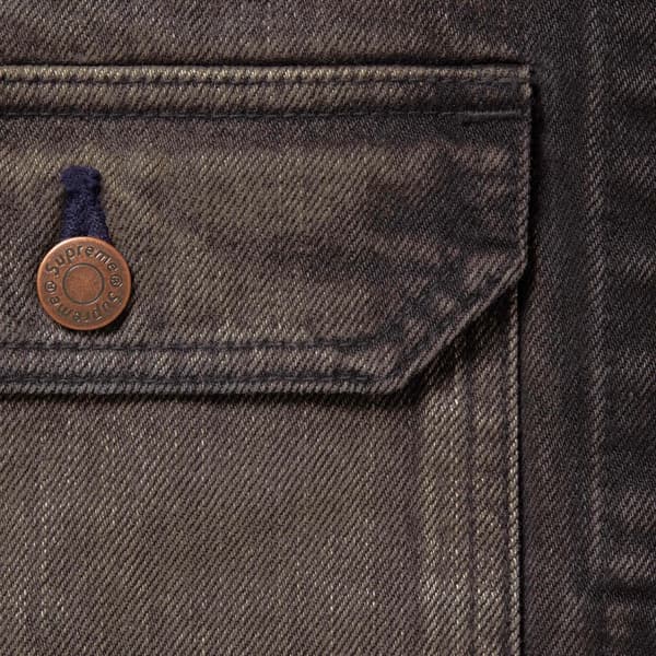 Supreme Distressed Selvedge Trucker Jacket - Washed Black (front)