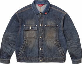 Supreme Distressed Selvedge Trucker Jacket Washed Indigo