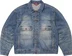 Supreme Distressed Selvedge Trucker Jacket - Washed Indigo (front)