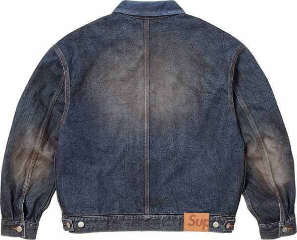 Supreme Distressed Selvedge Trucker Jacket - Washed Indigo (front)