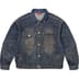 Supreme Distressed Selvedge Trucker Jacket - Washed Indigo (front)