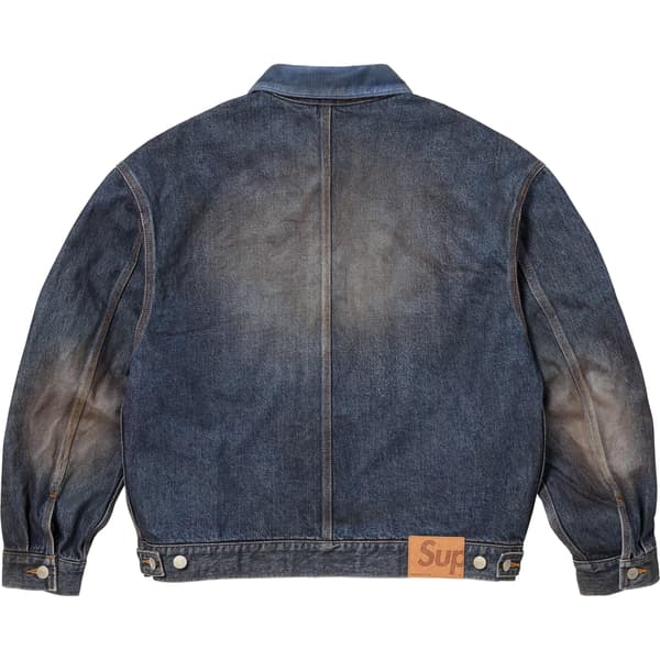 Supreme Distressed Selvedge Trucker Jacket - Washed Indigo (front)