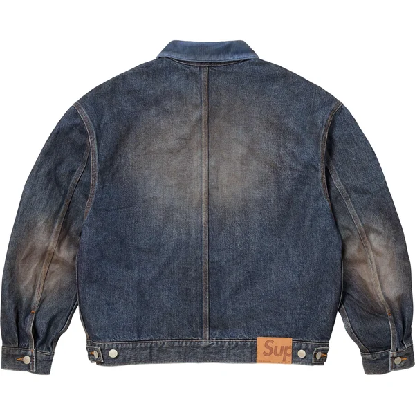 Supreme Distressed Selvedge Trucker Jacket - Washed Indigo (front)