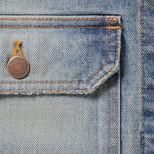 Supreme Distressed Selvedge Trucker Jacket - Washed Indigo (front)