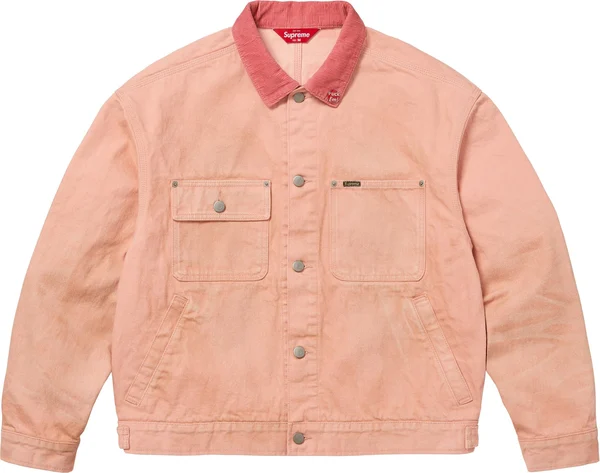 Supreme Distressed Selvedge Trucker Jacket - Washed Pink (front)