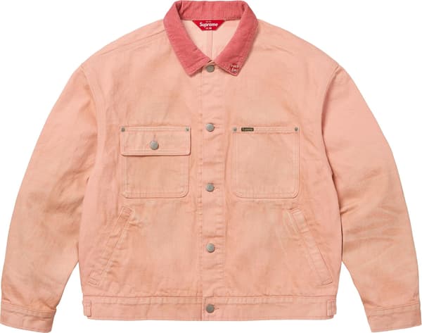 Supreme Distressed Selvedge Trucker Jacket - Washed Pink (front)