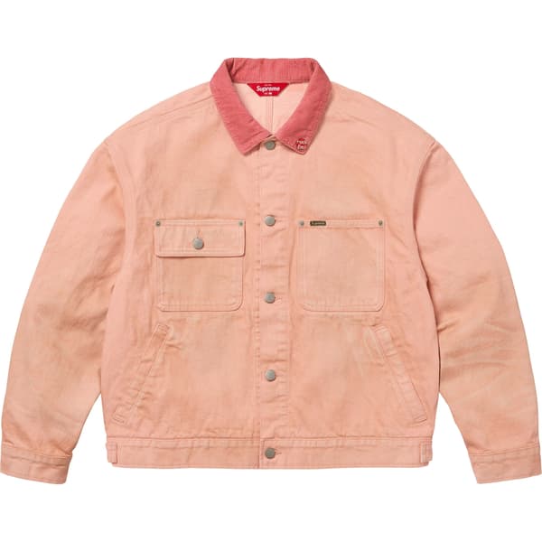 Supreme Distressed Selvedge Trucker Jacket - Washed Pink (front)