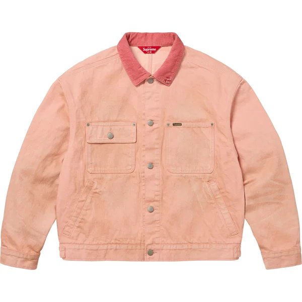 Supreme Distressed Selvedge Trucker Jacket - Washed Pink (front)