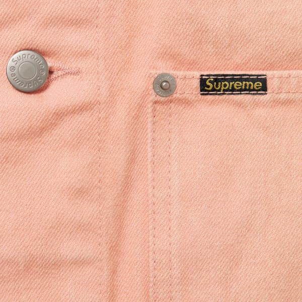 Supreme Distressed Selvedge Trucker Jacket - Washed Pink (front)