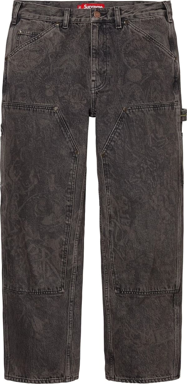Supreme Double Knee Painter Pant - Washed Black (front)