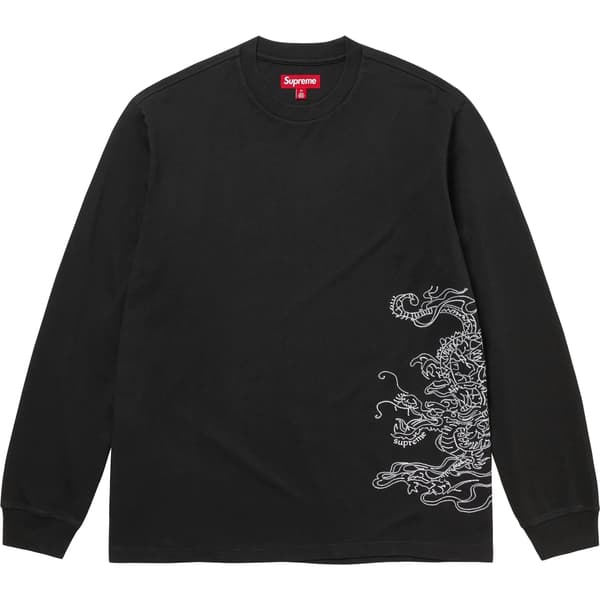 Supreme Dragon Embroidered L/S Top - Black (front)