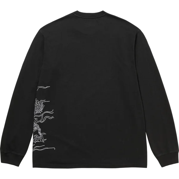 Supreme Dragon Embroidered L/S Top - Black (front)