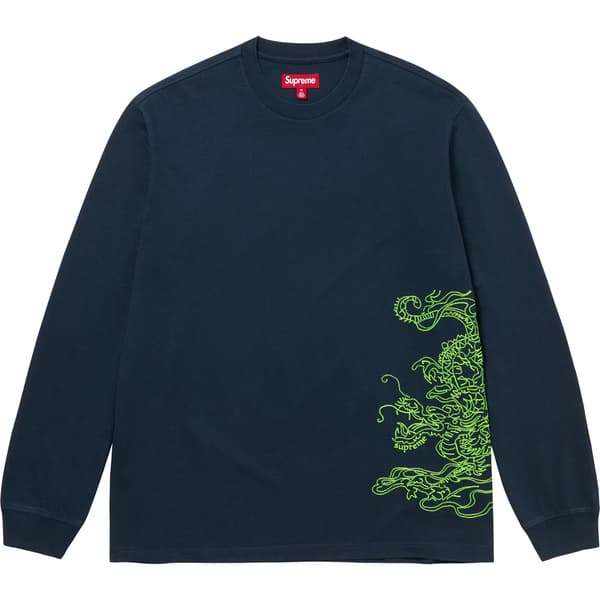 Supreme Dragon Embroidered L/S Top - Navy (front)