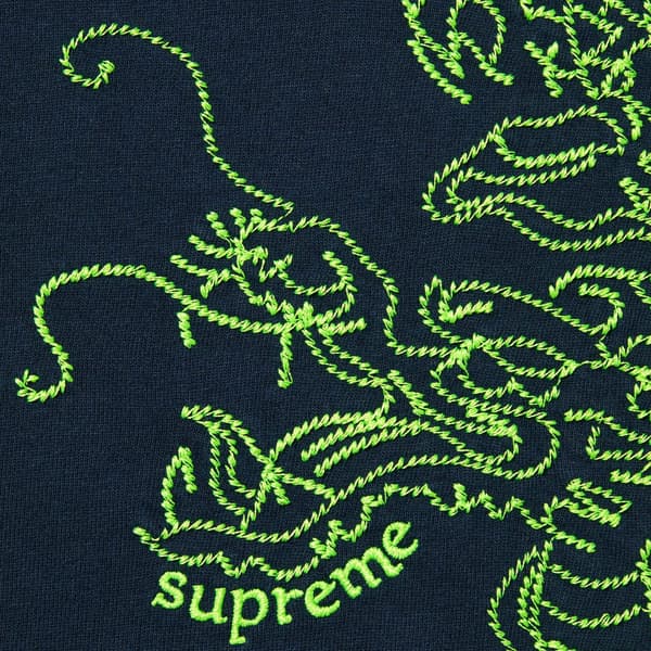 Supreme Dragon Embroidered L/S Top - Navy (front)
