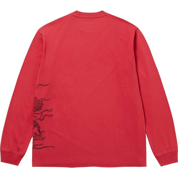 Supreme Dragon Embroidered L/S Top - Red (front)