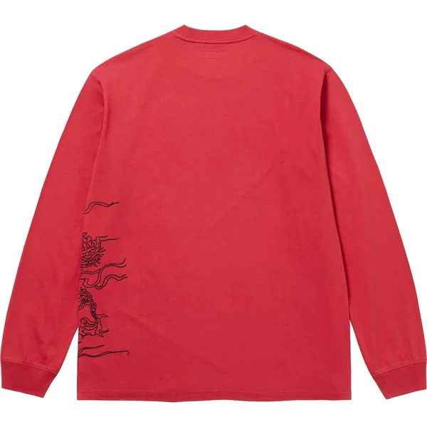 Supreme Dragon Embroidered L/S Top - Red (front)