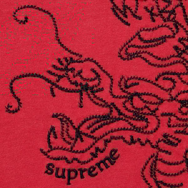 Supreme Dragon Embroidered L/S Top - Red (front)
