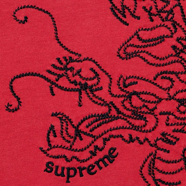 Supreme Dragon Embroidered L/S Top - Red (front)