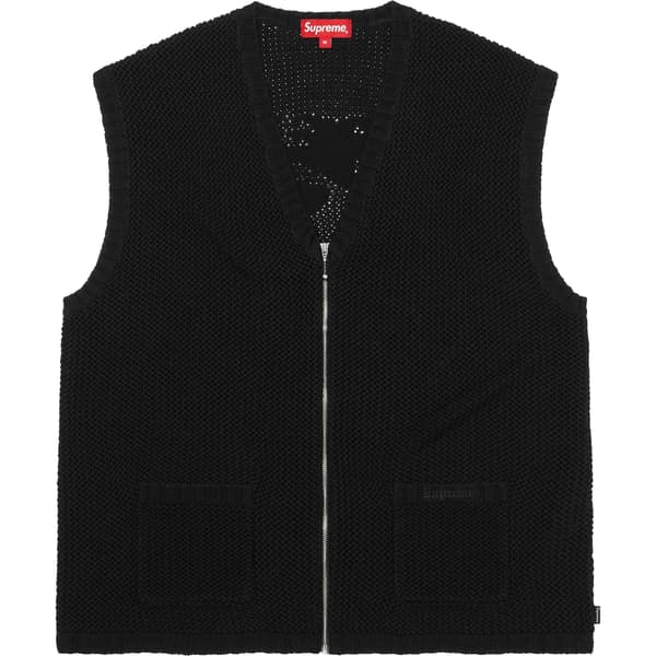 Supreme Dragon Zip Up Sweater Vest - Black (front)