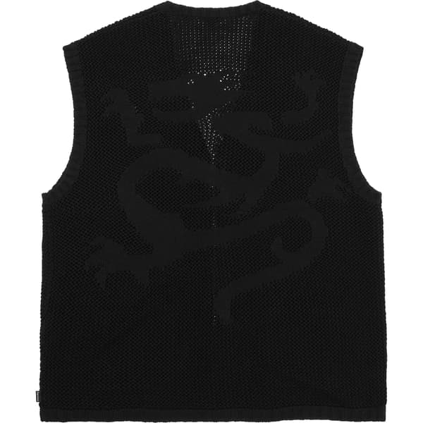 Supreme Dragon Zip Up Sweater Vest - Black (front)