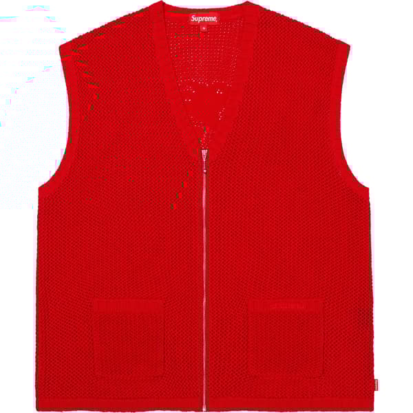 Supreme Dragon Zip Up Sweater Vest - Red (front)