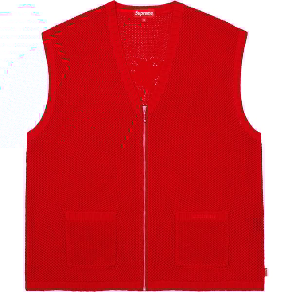Supreme Dragon Zip Up Sweater Vest - Red (front)