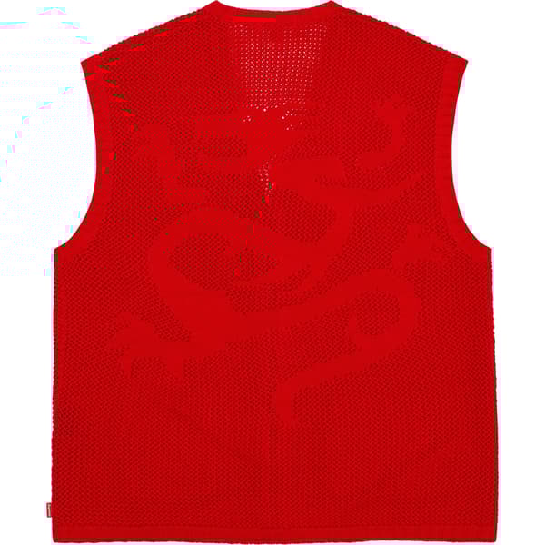 Supreme Dragon Zip Up Sweater Vest - Red (front)