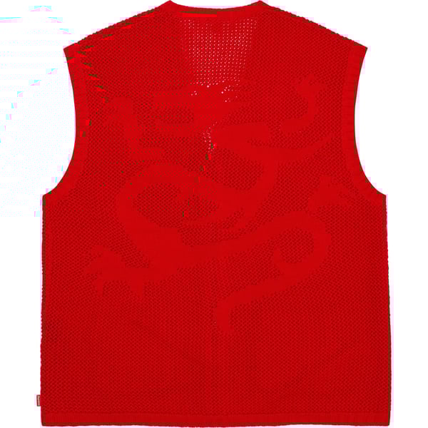 Supreme Dragon Zip Up Sweater Vest - Red (front)