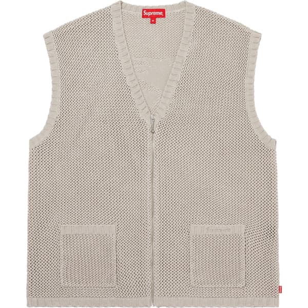 Supreme Dragon Zip Up Sweater Vest - Stone (front)
