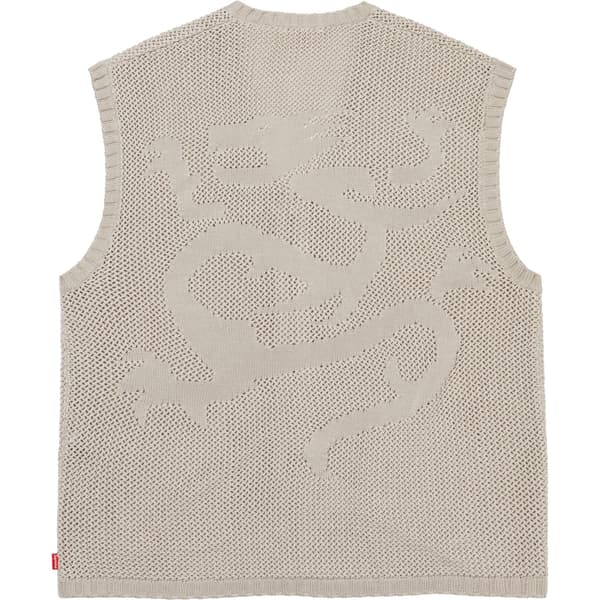 Supreme Dragon Zip Up Sweater Vest - Stone (front)