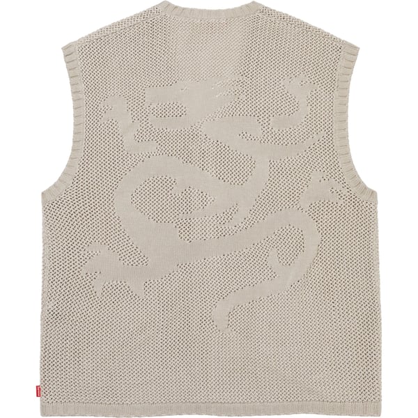 Supreme Dragon Zip Up Sweater Vest - Stone (front)