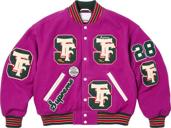 Supreme Drill Team Varsity Jacket - Magenta (front)