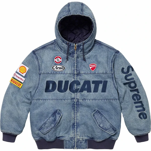 Supreme Ducati Hooded Racing Jacket - Denim (front)