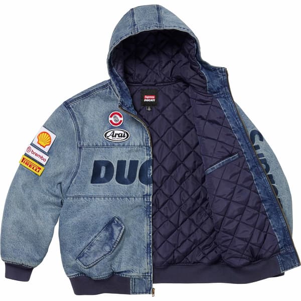 Supreme Ducati Hooded Racing Jacket - Denim (front)