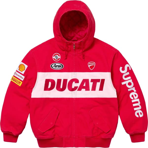 Supreme Ducati Hooded Racing Jacket - Red (front)