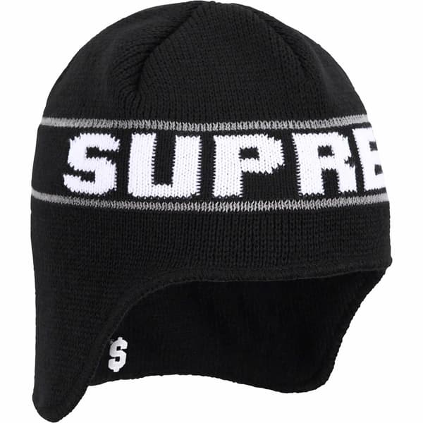 Supreme Earflap Beanie - Black (front)