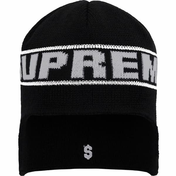 Supreme Earflap Beanie - Black (front)