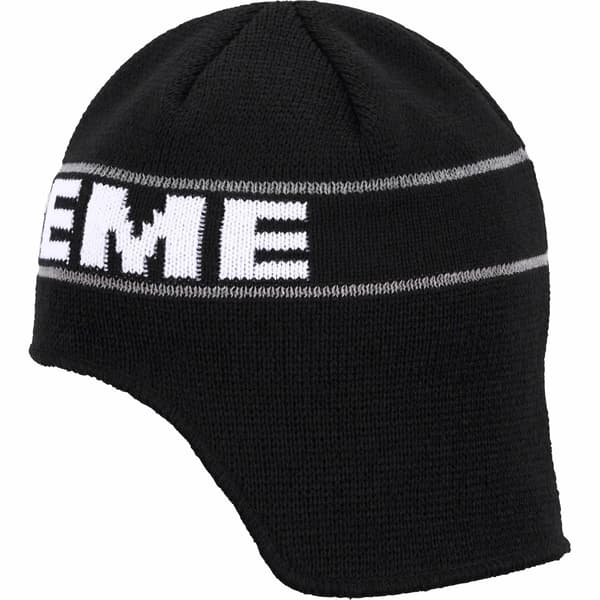 Supreme Earflap Beanie - Black (front)