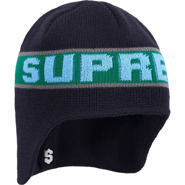 Supreme Earflap Beanie - Navy (front)