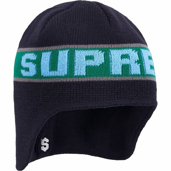 Supreme Earflap Beanie - Navy (front)