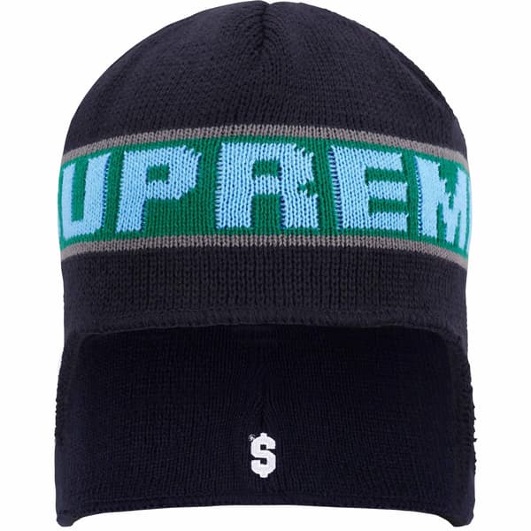 Supreme Earflap Beanie - Navy (front)